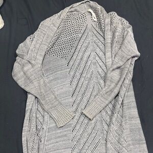 Gray Open-Knit Women's Sweater